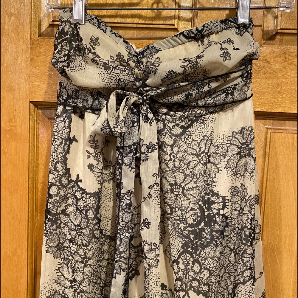 Flowery Strapless Floor Length Dress